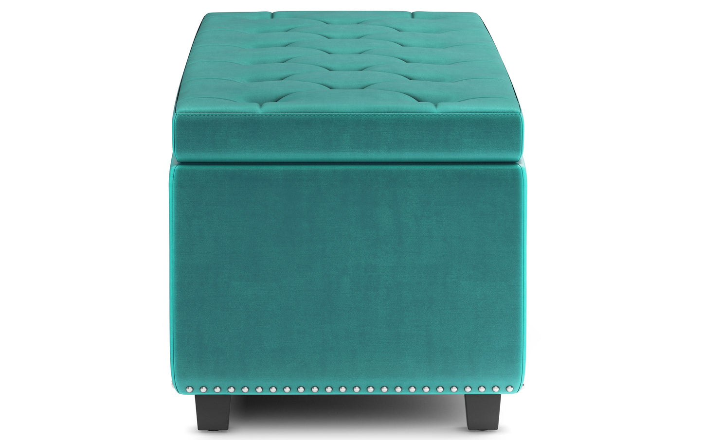 Aqua Blue Velvet Fabric | Hamilton Storage Ottoman in Velvet Fabric