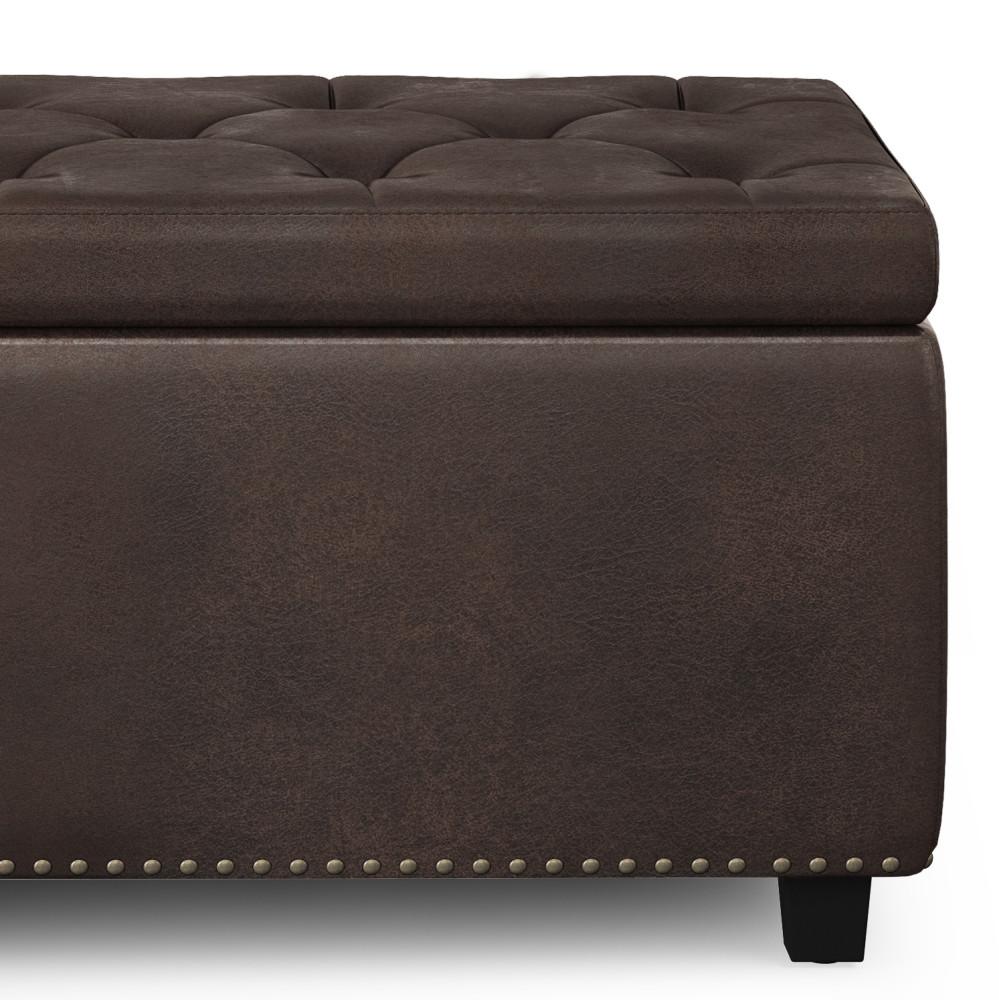 Distressed Brown Distressed Vegan Leather | Hamilton Vegan Leather Storage Ottoman