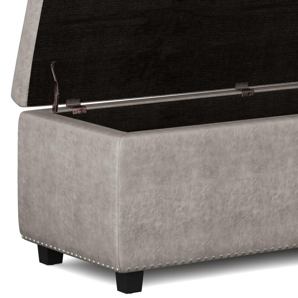 Distressed Grey Distressed Vegan Leather | Hamilton Vegan Leather Storage Ottoman