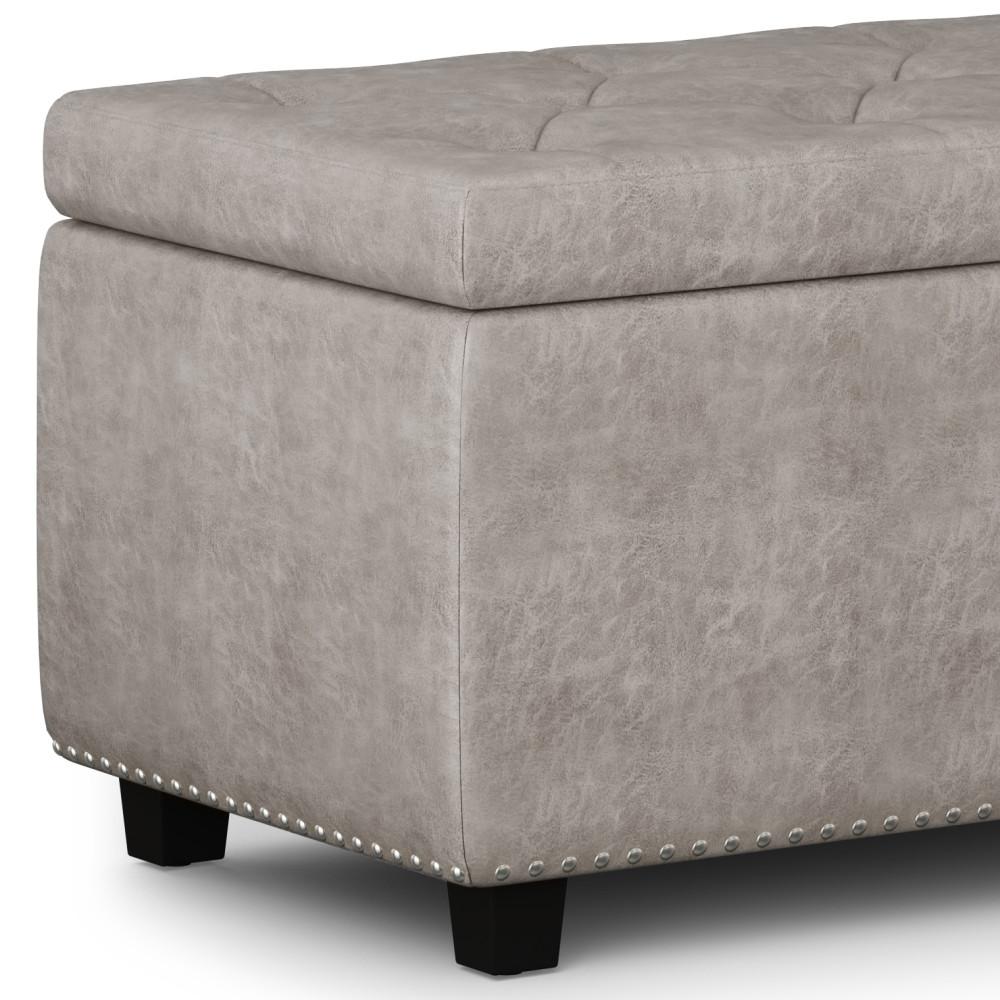 Distressed Grey Distressed Vegan Leather | Hamilton Vegan Leather Storage Ottoman