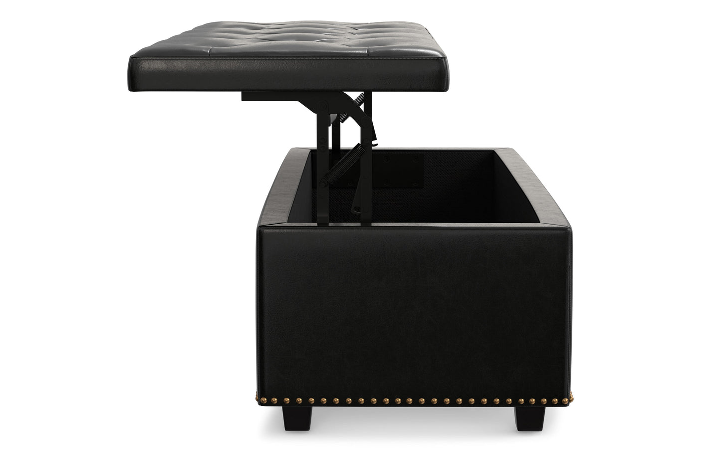 Midnight Black Vegan Leather | Hamilton Lift Top Rectangular Storage Ottoman