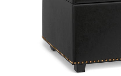 Midnight Black Vegan Leather | Hamilton Lift Top Rectangular Storage Ottoman