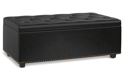 Midnight Black Vegan Leather | Hamilton Lift Top Rectangular Storage Ottoman