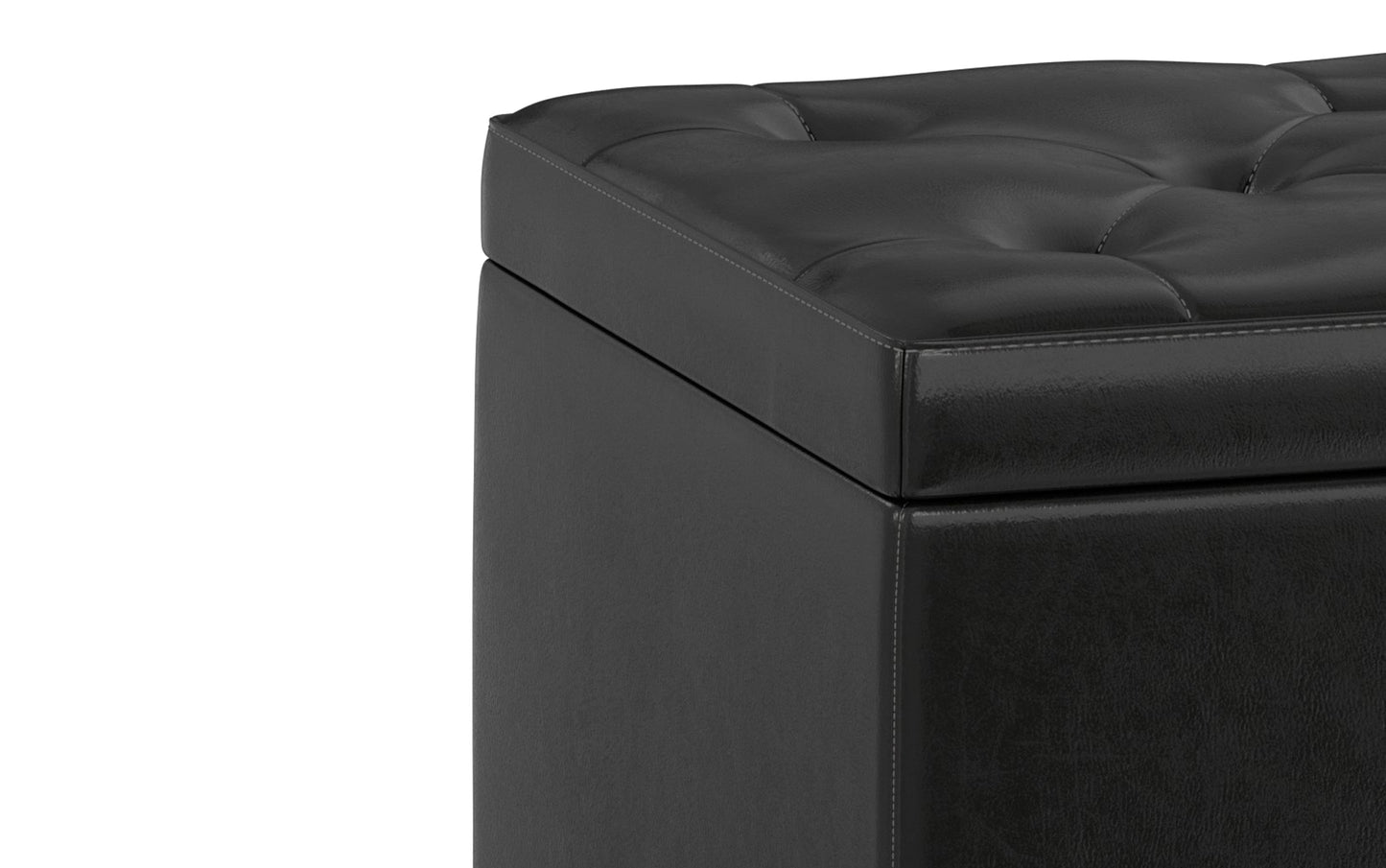 Midnight Black Vegan Leather | Hamilton Lift Top Rectangular Storage Ottoman