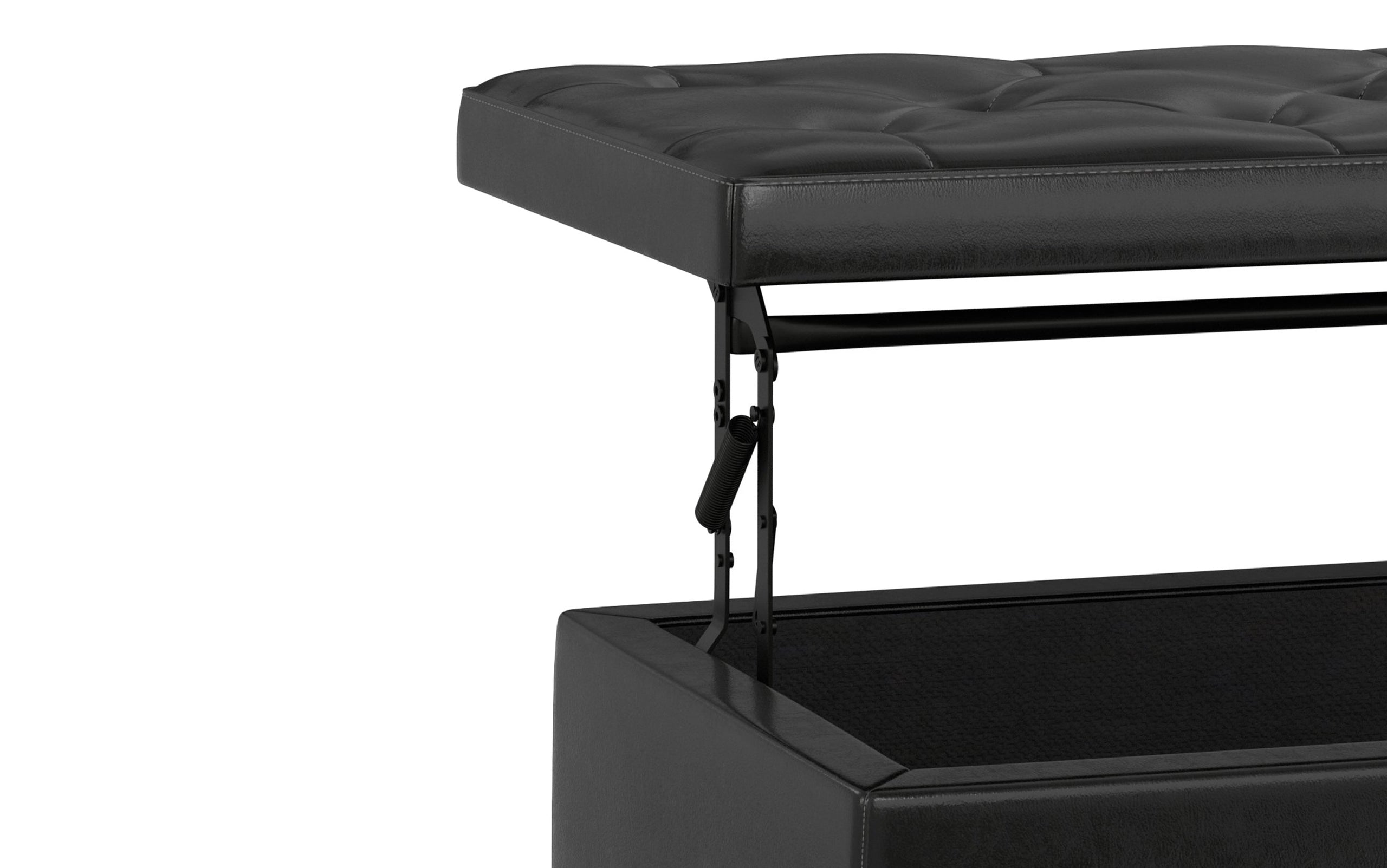 Midnight Black Vegan Leather | Hamilton Lift Top Rectangular Storage Ottoman