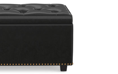 Midnight Black Vegan Leather | Hamilton Lift Top Rectangular Storage Ottoman