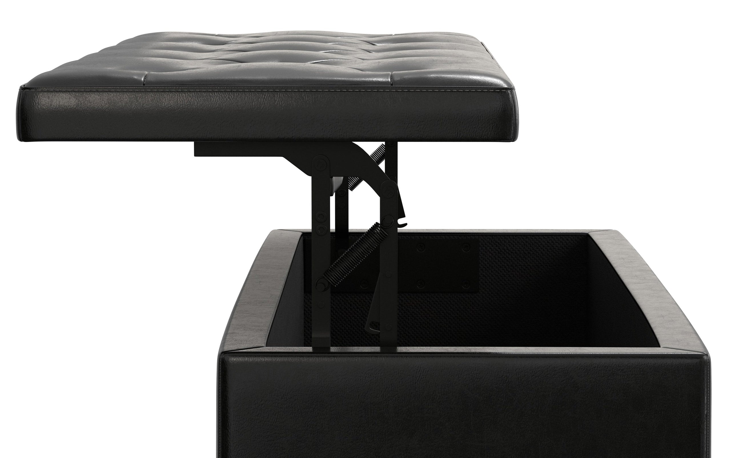 Midnight Black Vegan Leather | Hamilton Lift Top Rectangular Storage Ottoman