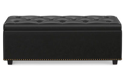 Midnight Black Vegan Leather | Hamilton Lift Top Rectangular Storage Ottoman