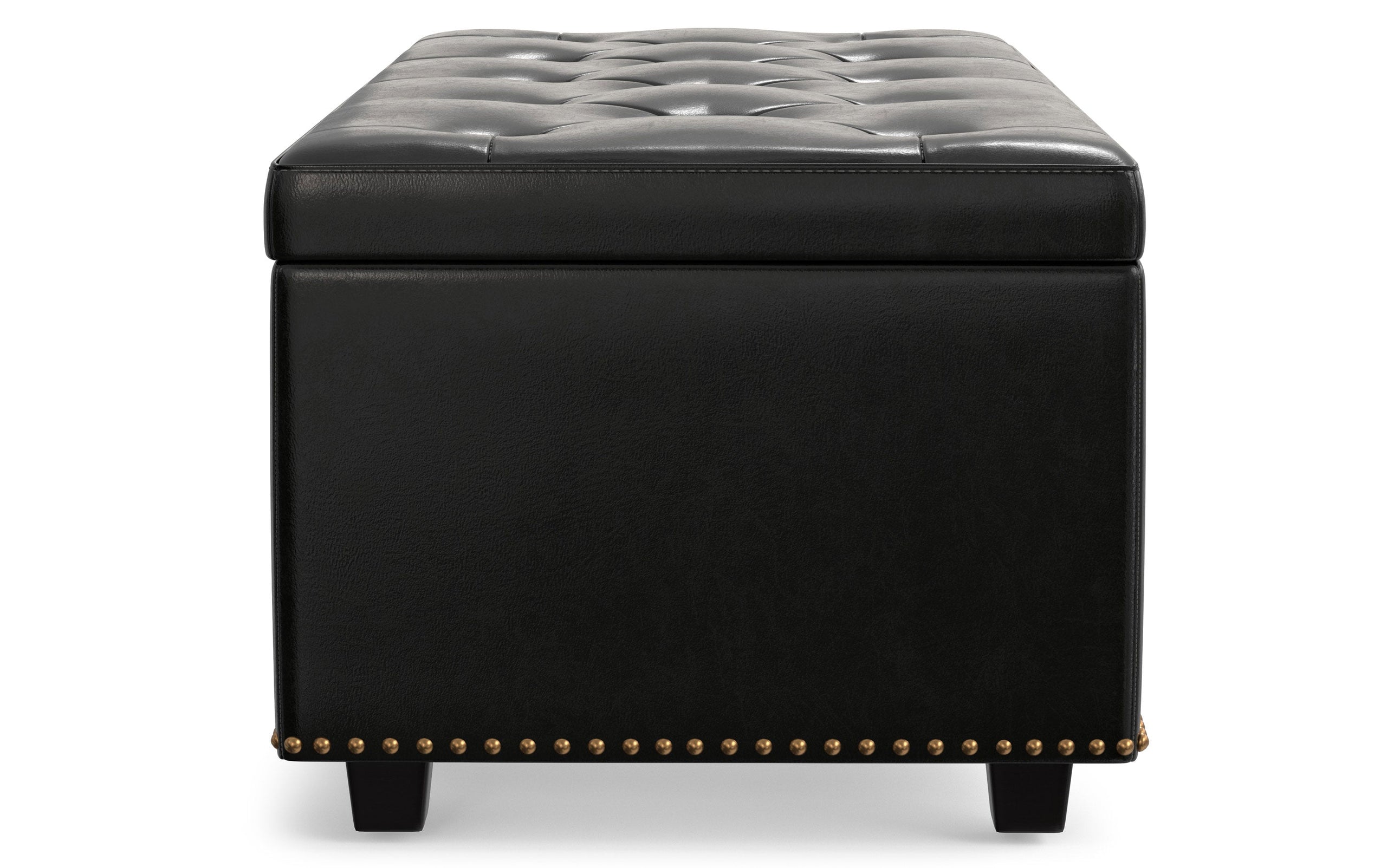 Midnight Black Vegan Leather | Hamilton Lift Top Rectangular Storage Ottoman