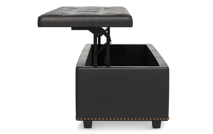 Tanners Brown Vegan Leather | Hamilton Lift Top Rectangular Storage Ottoman