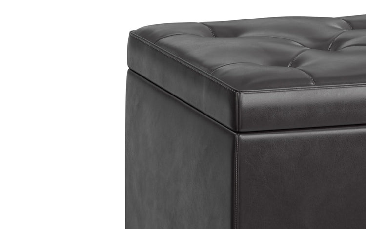 Tanners Brown Vegan Leather | Hamilton Lift Top Rectangular Storage Ottoman