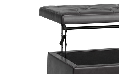 Tanners Brown Vegan Leather | Hamilton Lift Top Rectangular Storage Ottoman