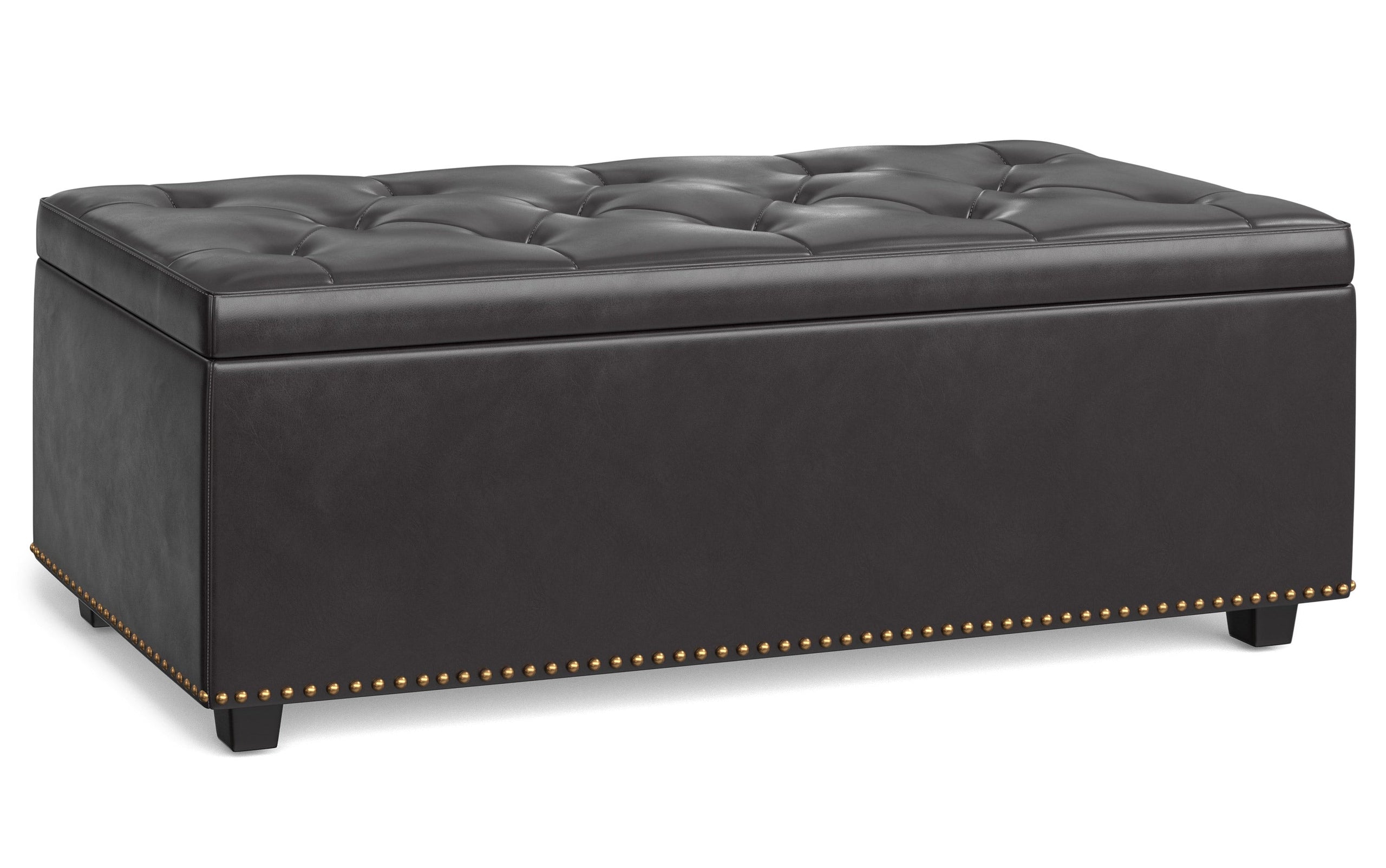 Tanners Brown Vegan Leather | Hamilton Lift Top Rectangular Storage Ottoman