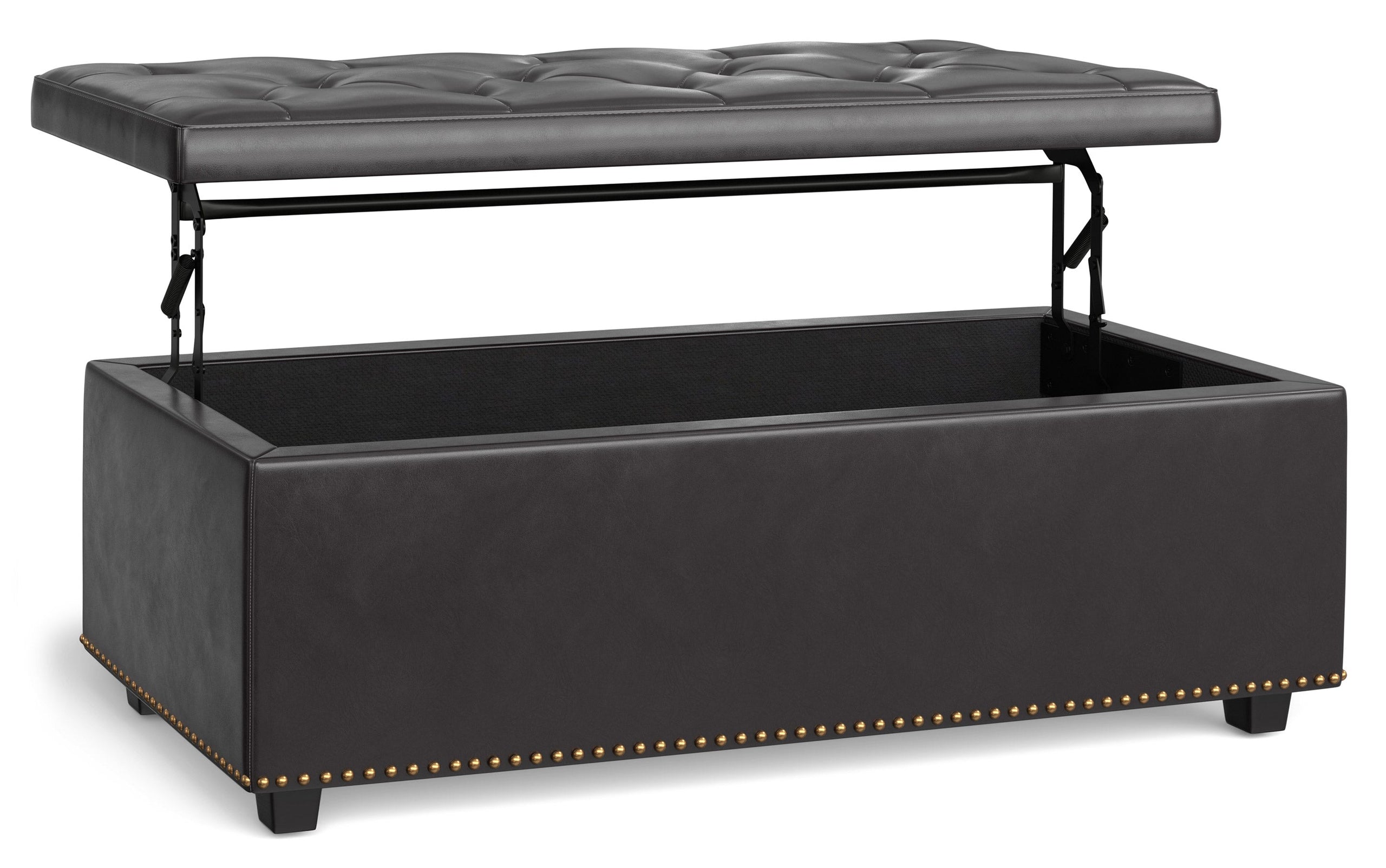 Tanners Brown Vegan Leather | Hamilton Lift Top Rectangular Storage Ottoman