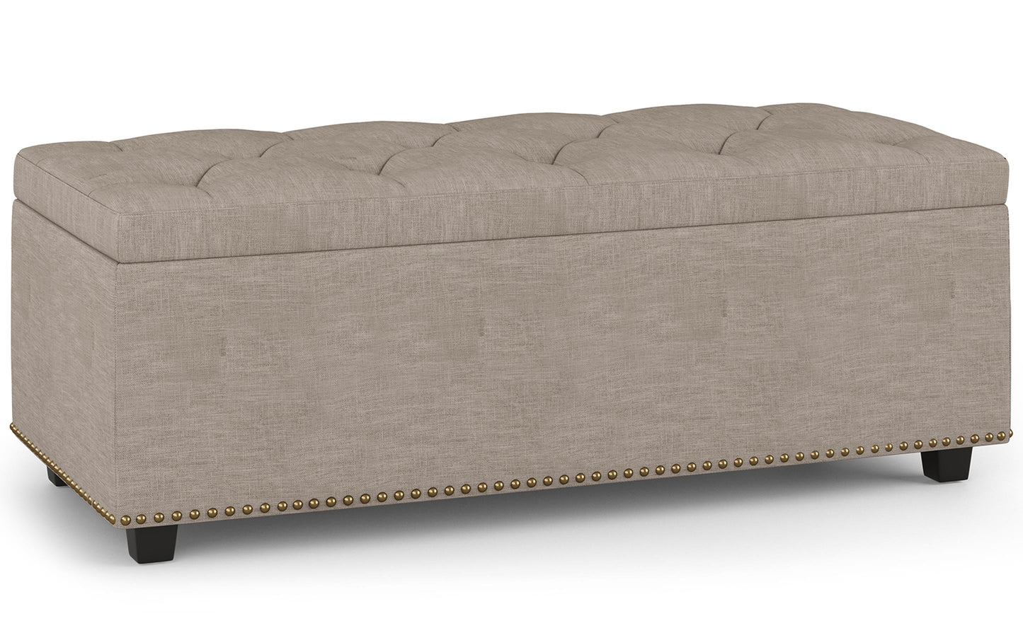 Natural Linen Style Fabric | Hamilton Lift Top Rectangular Storage Ottoman