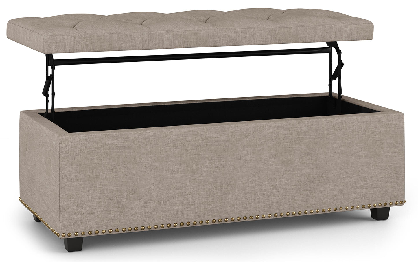 Natural Linen Style Fabric | Hamilton Lift Top Rectangular Storage Ottoman