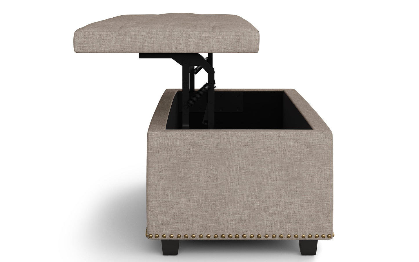 Natural Linen Style Fabric | Hamilton Lift Top Rectangular Storage Ottoman