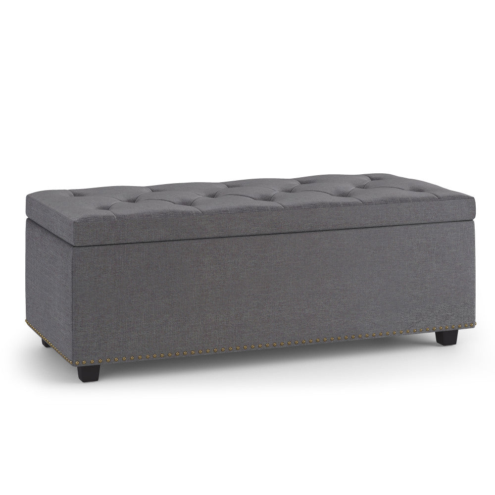 Slate Grey Linen Style Fabric | Hamilton Lift Top Rectangular Storage Ottoman