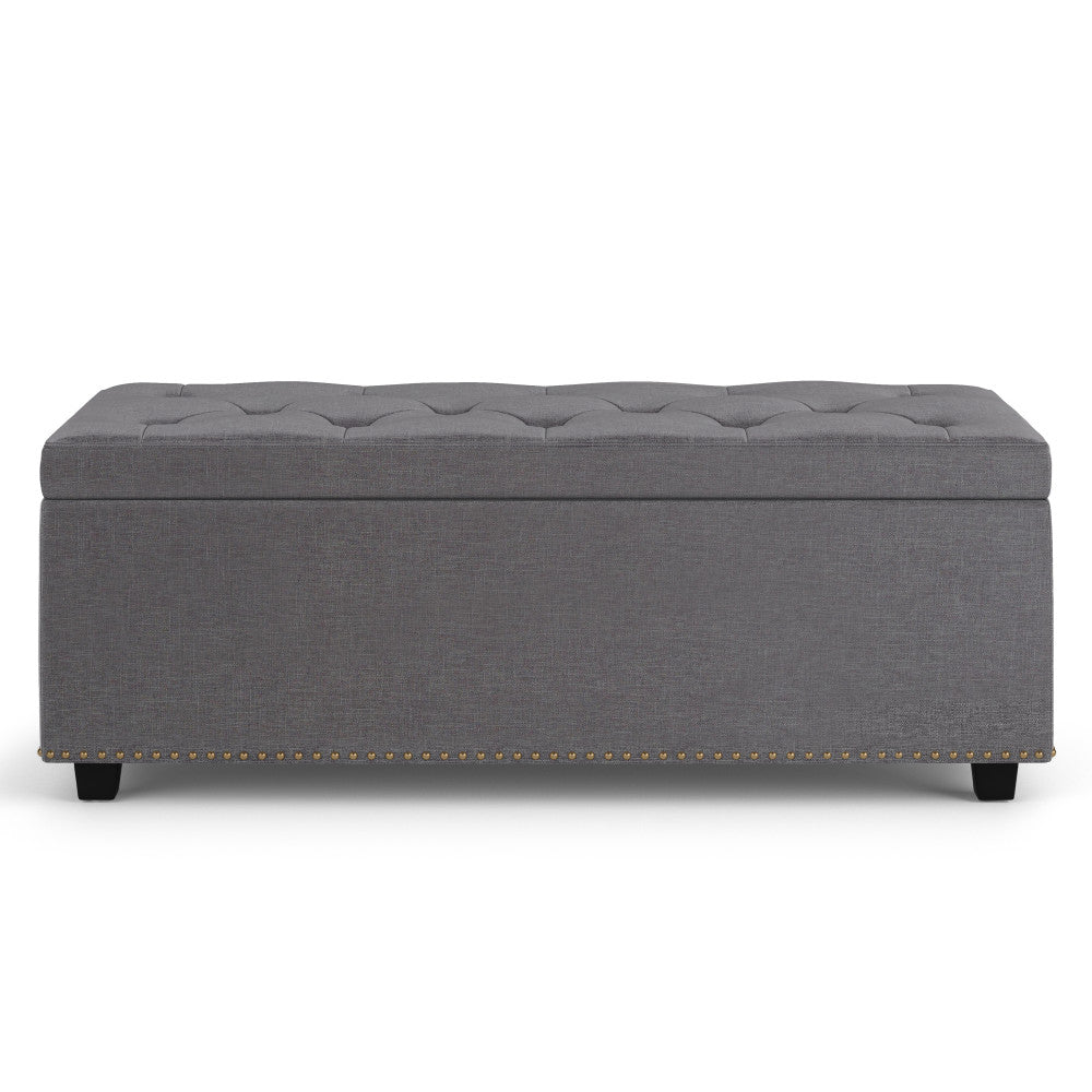 Slate Grey Linen Style Fabric | Hamilton Lift Top Rectangular Storage Ottoman