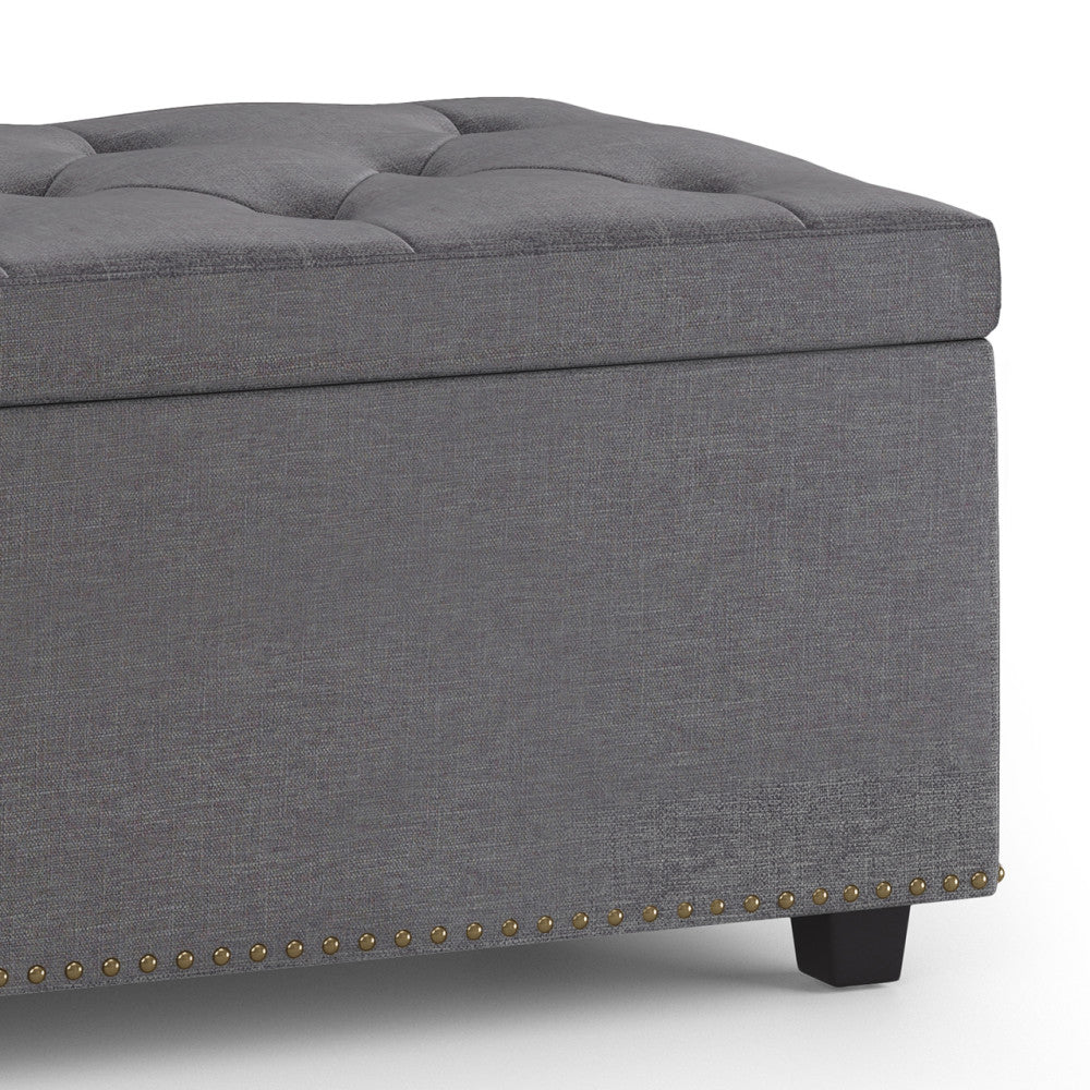 Slate Grey Linen Style Fabric | Hamilton Lift Top Rectangular Storage Ottoman