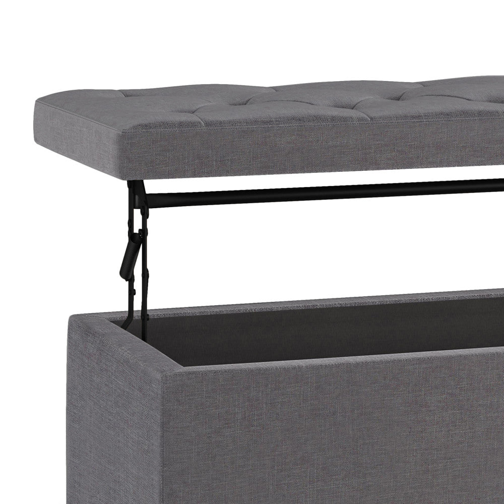 Slate Grey Linen Style Fabric | Hamilton Lift Top Rectangular Storage Ottoman