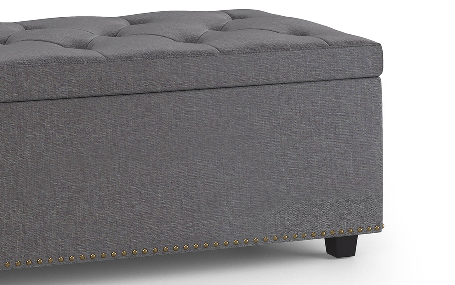 Slate Grey Linen Style Fabric | Hamilton Lift Top Rectangular Storage Ottoman