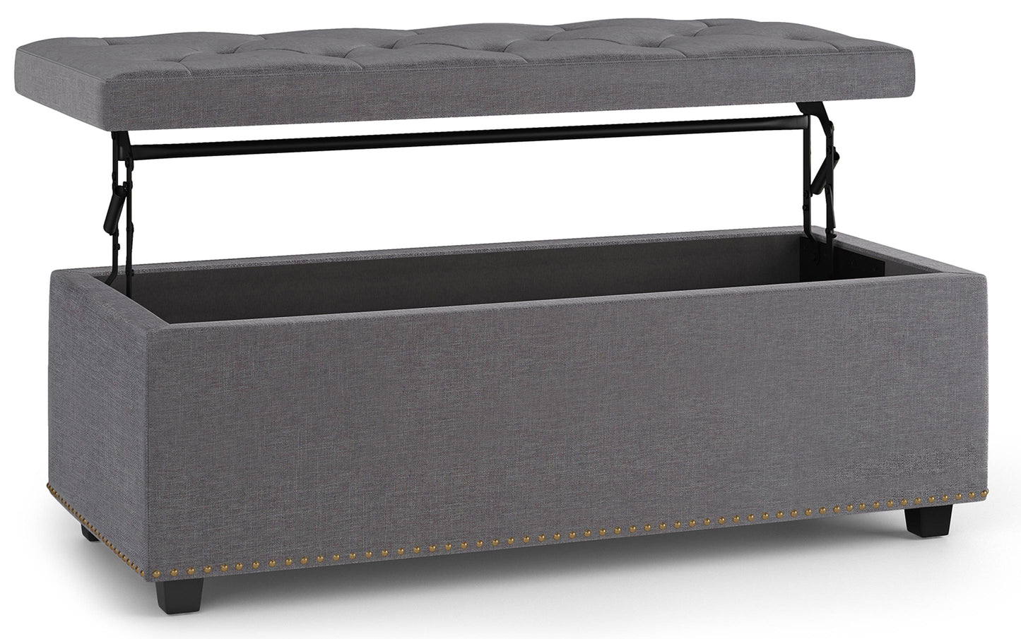 Slate Grey Linen Style Fabric | Hamilton Lift Top Rectangular Storage Ottoman