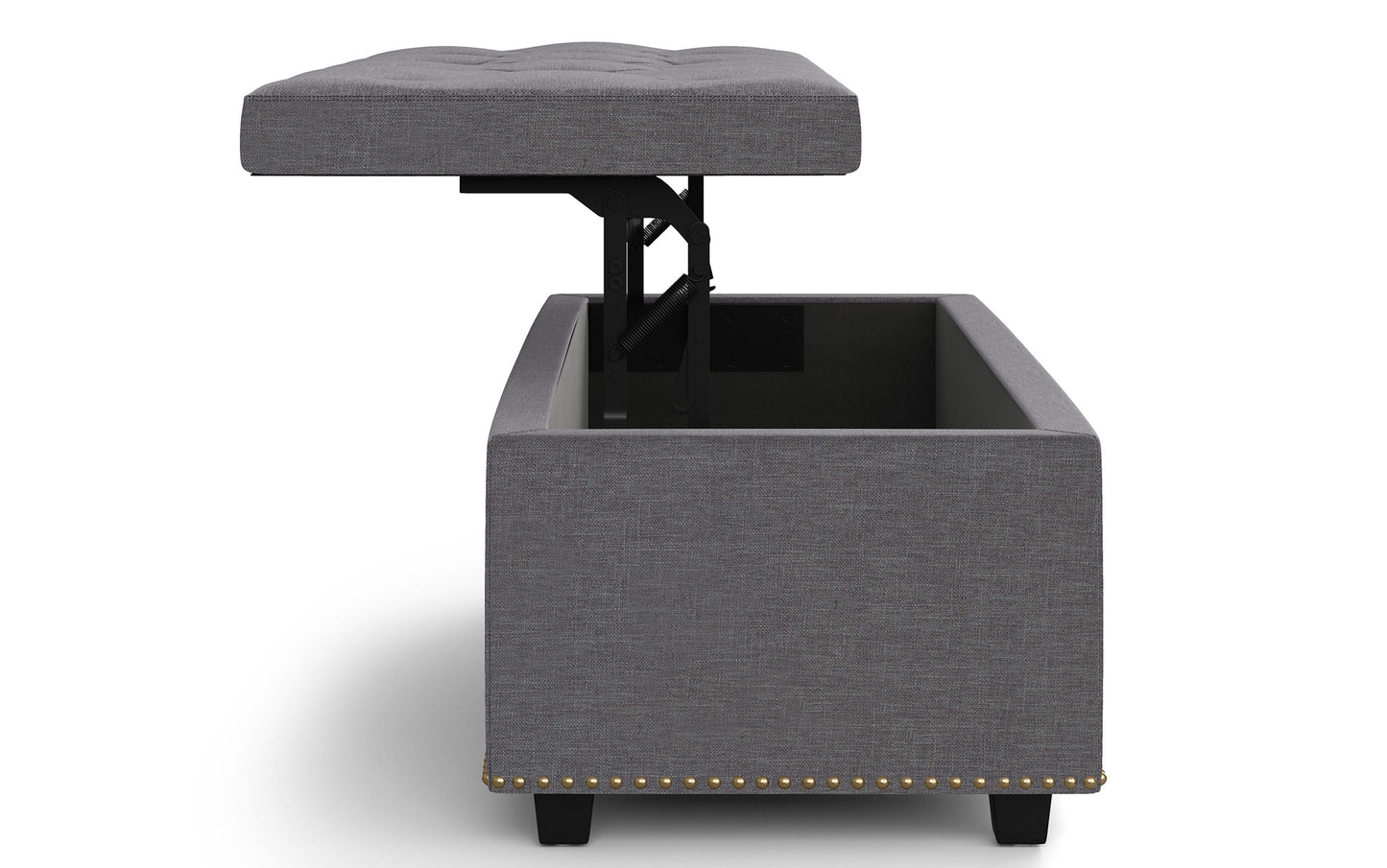 Slate Grey Linen Style Fabric | Hamilton Lift Top Rectangular Storage Ottoman