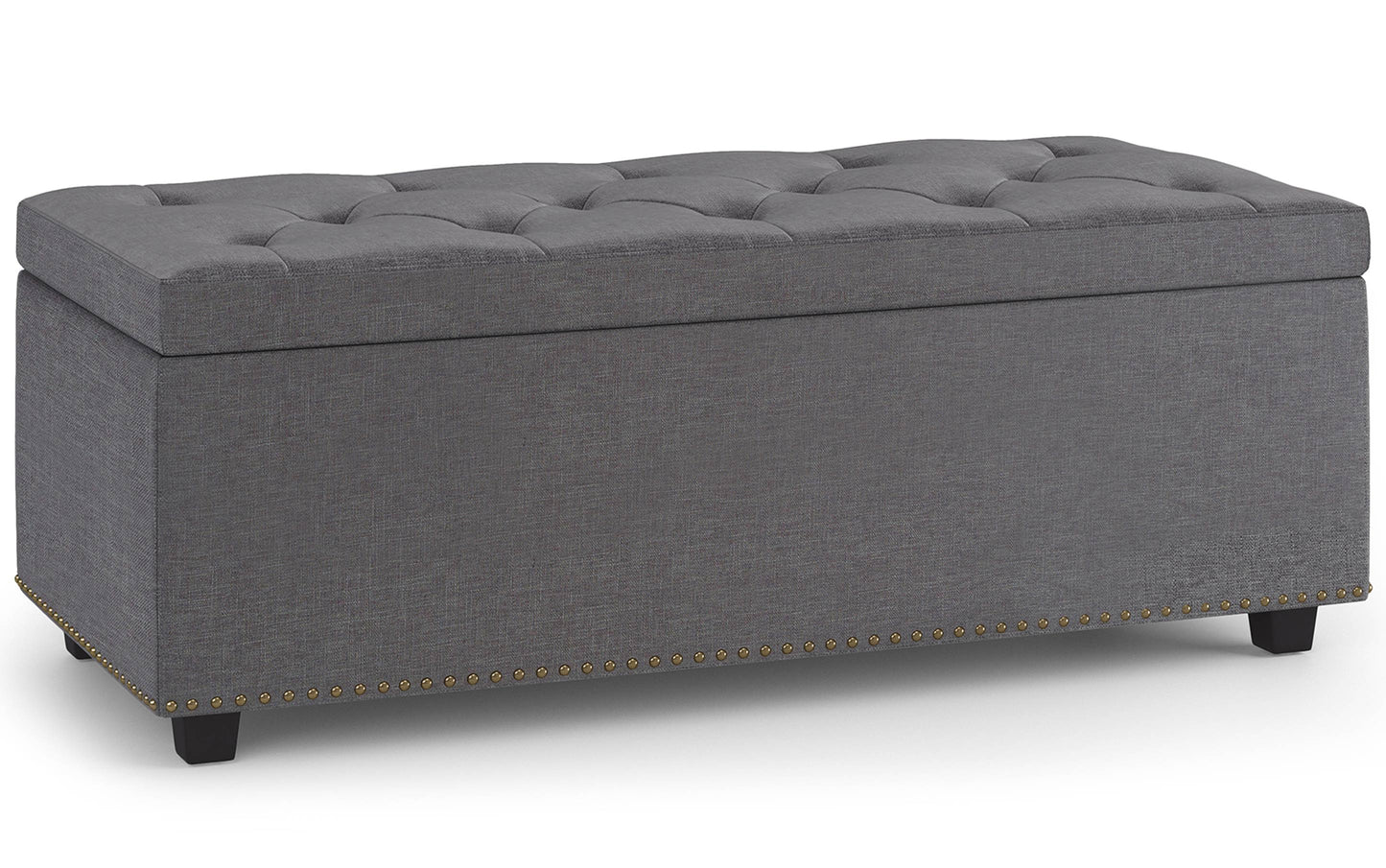 Slate Grey Linen Style Fabric | Hamilton Lift Top Rectangular Storage Ottoman