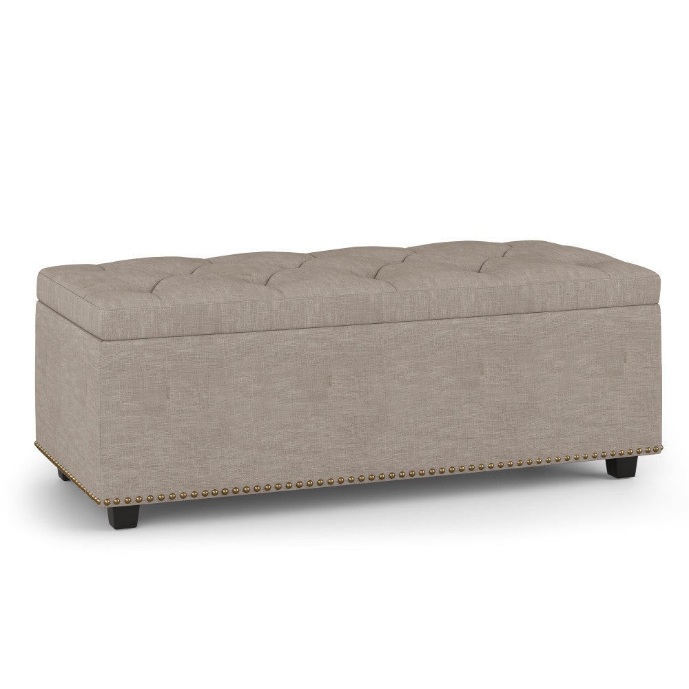 Natural Linen Style Fabric | Hamilton Lift Top Rectangular Storage Ottoman