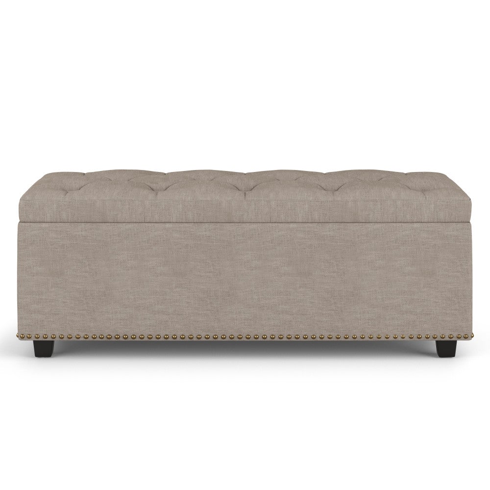 Natural Linen Style Fabric | Hamilton Lift Top Rectangular Storage Ottoman