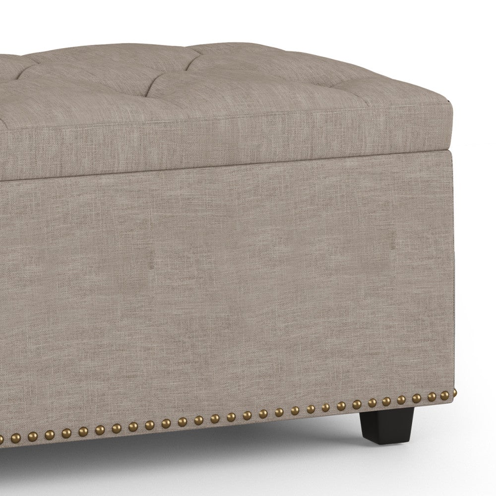 Natural Linen Style Fabric | Hamilton Lift Top Rectangular Storage Ottoman