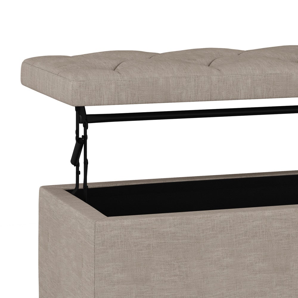 Natural Linen Style Fabric | Hamilton Lift Top Rectangular Storage Ottoman