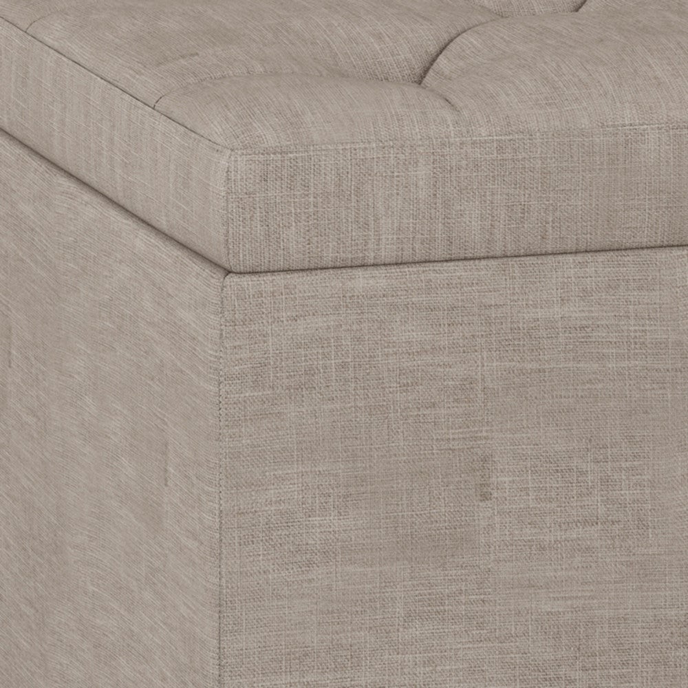 Natural Linen Style Fabric | Hamilton Lift Top Rectangular Storage Ottoman