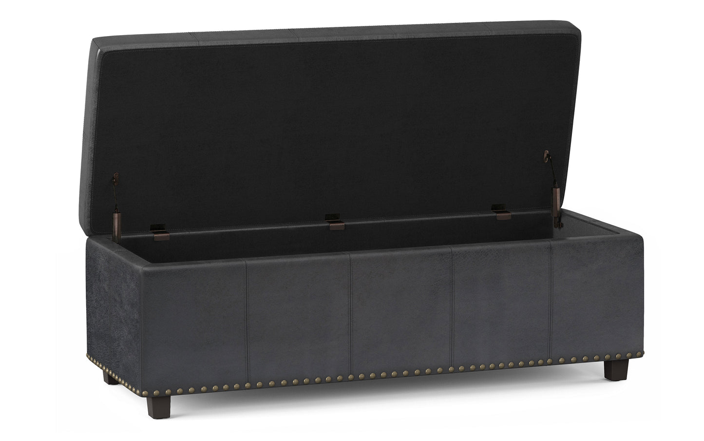 Distressed Black Distressed Vegan Leather | Kingsley Bonded Leather Storage Ottoman