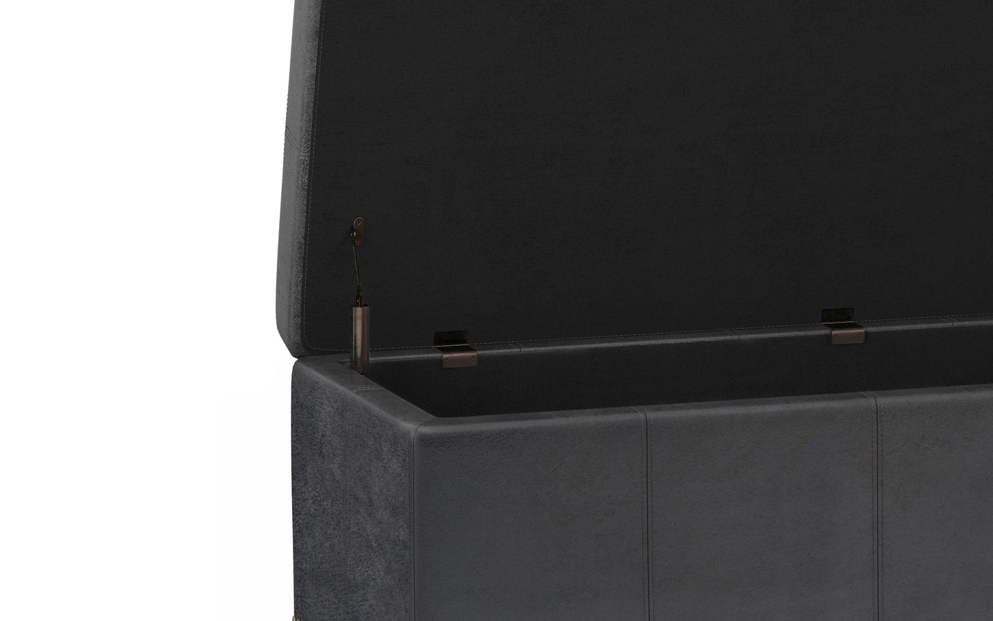 Distressed Black Distressed Vegan Leather | Kingsley Bonded Leather Storage Ottoman