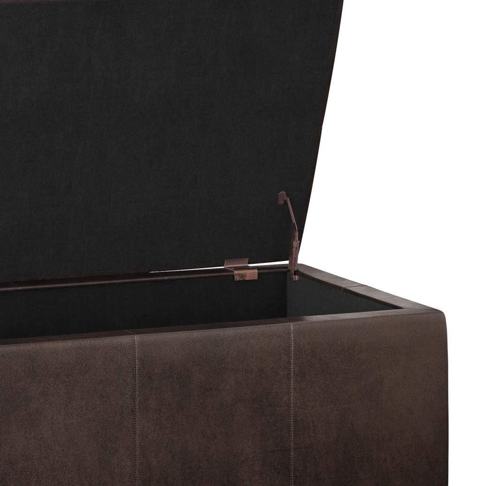 Castleford Storage Ottoman in Distressed Vegan Leather