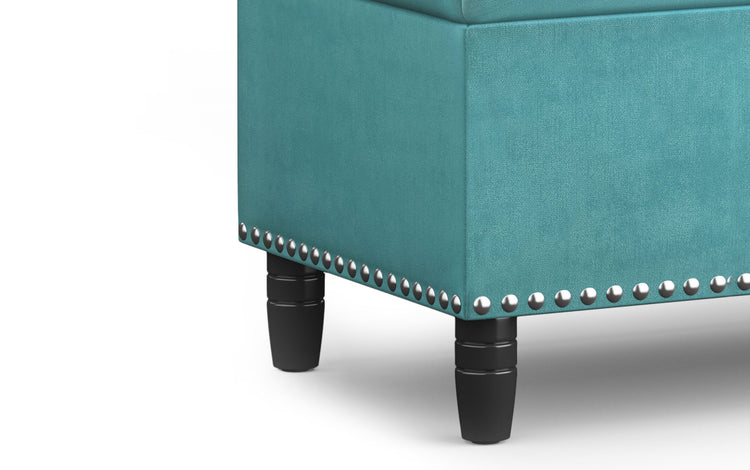 Aqua Velvet Fabric | Emily Storage Ottoman in Velvet Fabric