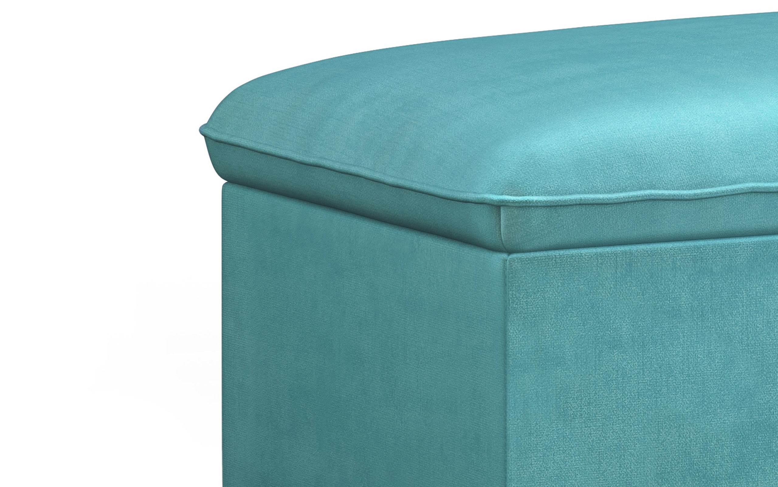 Aqua Velvet Fabric | Emily Storage Ottoman in Velvet Fabric