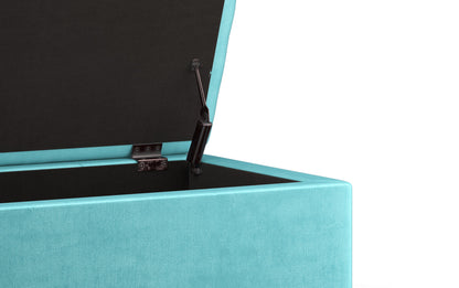 Aqua Velvet Fabric | Emily Storage Ottoman in Velvet Fabric