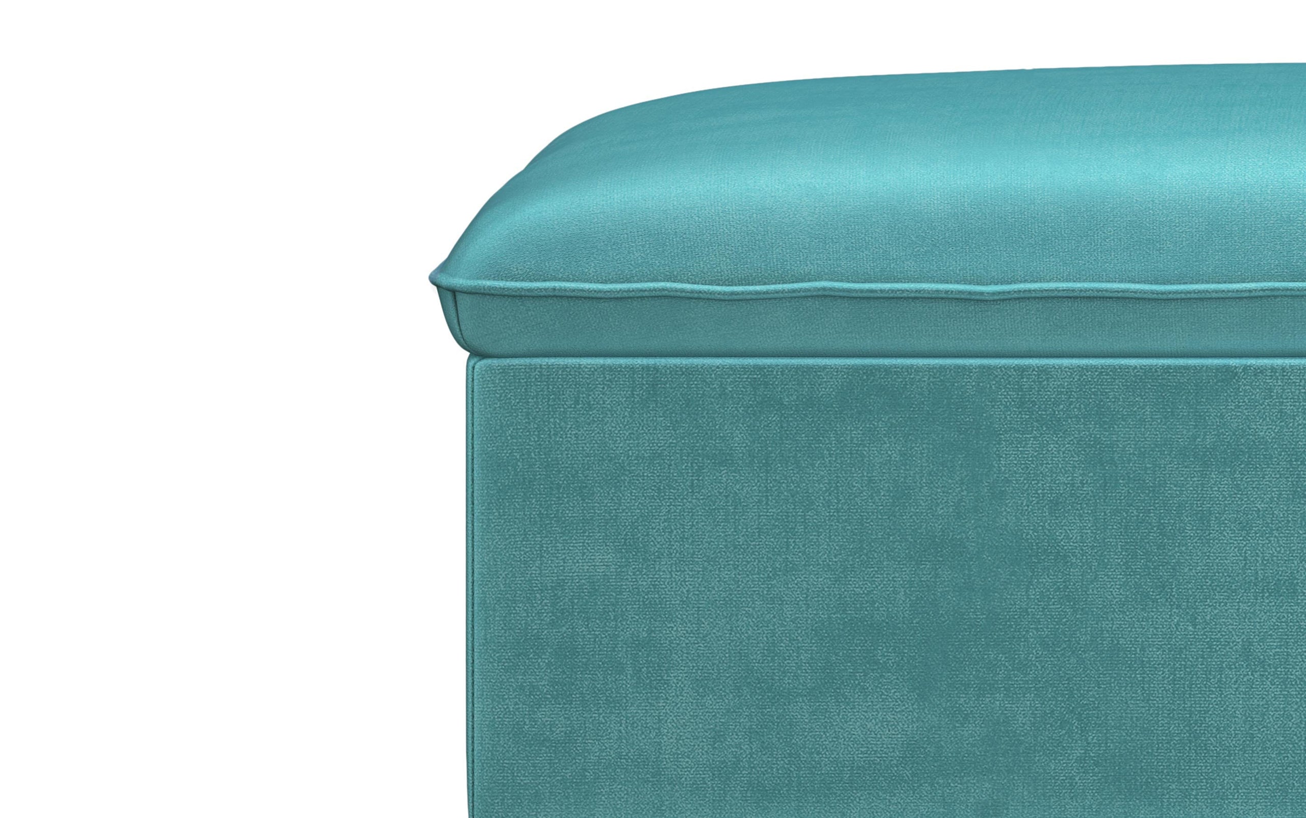 Aqua Velvet Fabric | Emily Storage Ottoman in Velvet Fabric