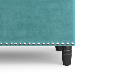 Aqua Velvet Fabric | Emily Storage Ottoman in Velvet Fabric