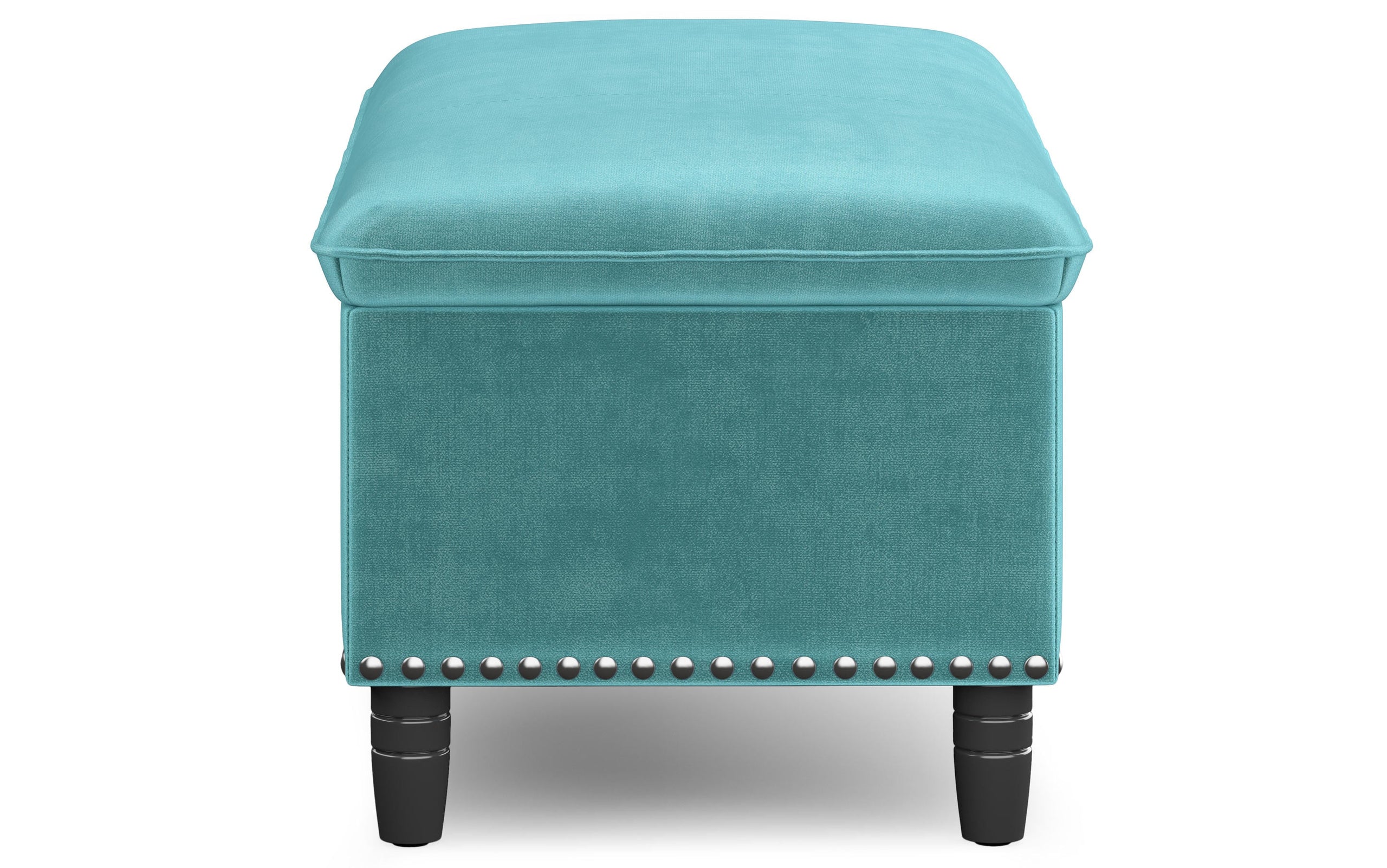 Aqua Velvet Fabric | Emily Storage Ottoman in Velvet Fabric