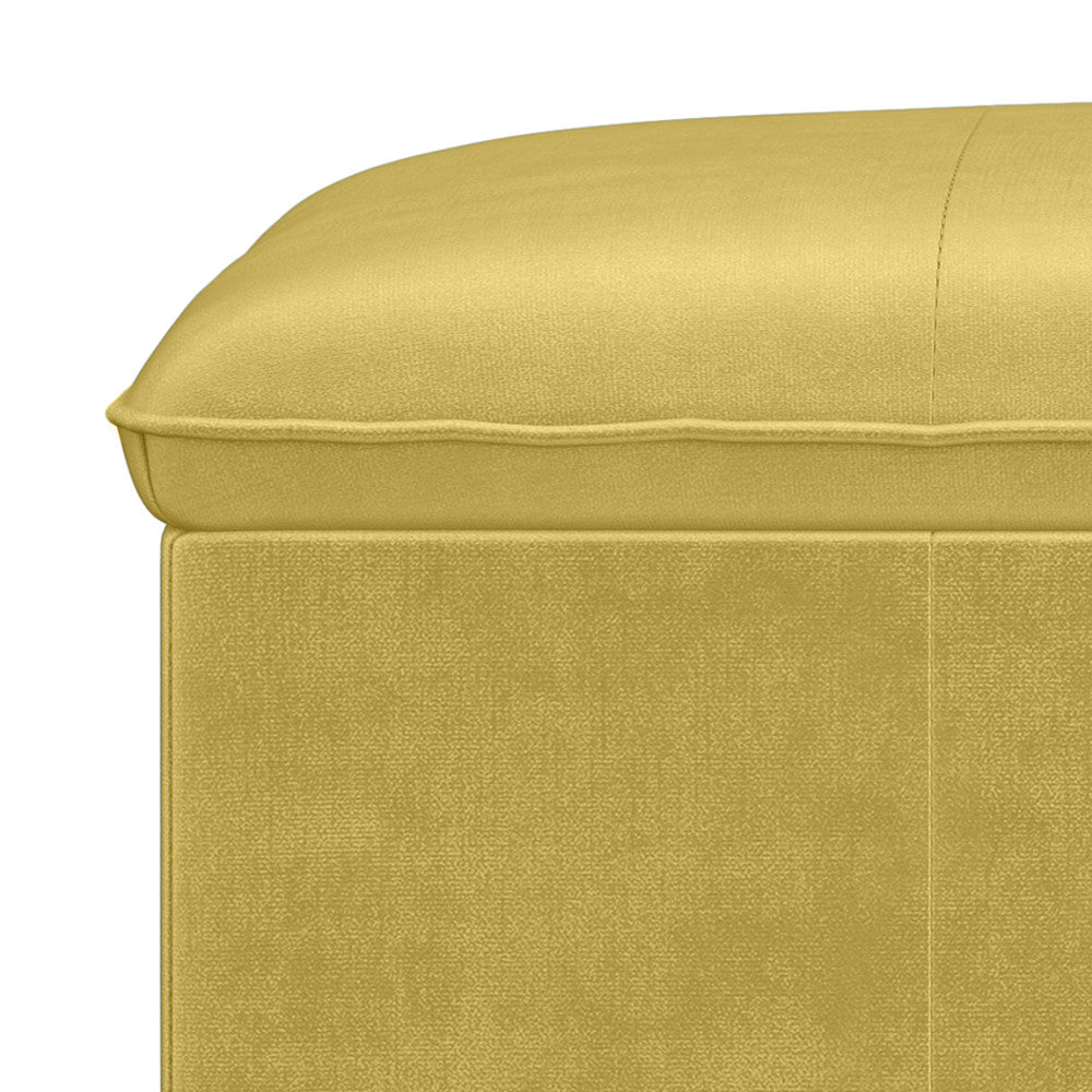 Dijon Yellow Velvet Fabric | Emily Storage Ottoman in Velvet Fabric