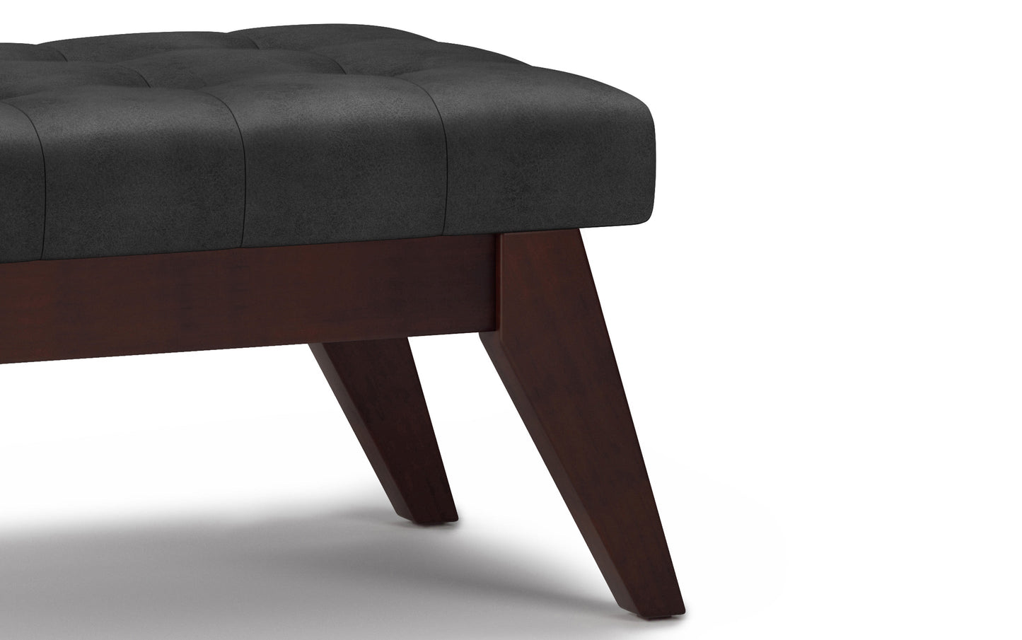 Distressed Black Distressed Vegan Leather | Draper Ottoman Bench in Distressed Vegan Leather