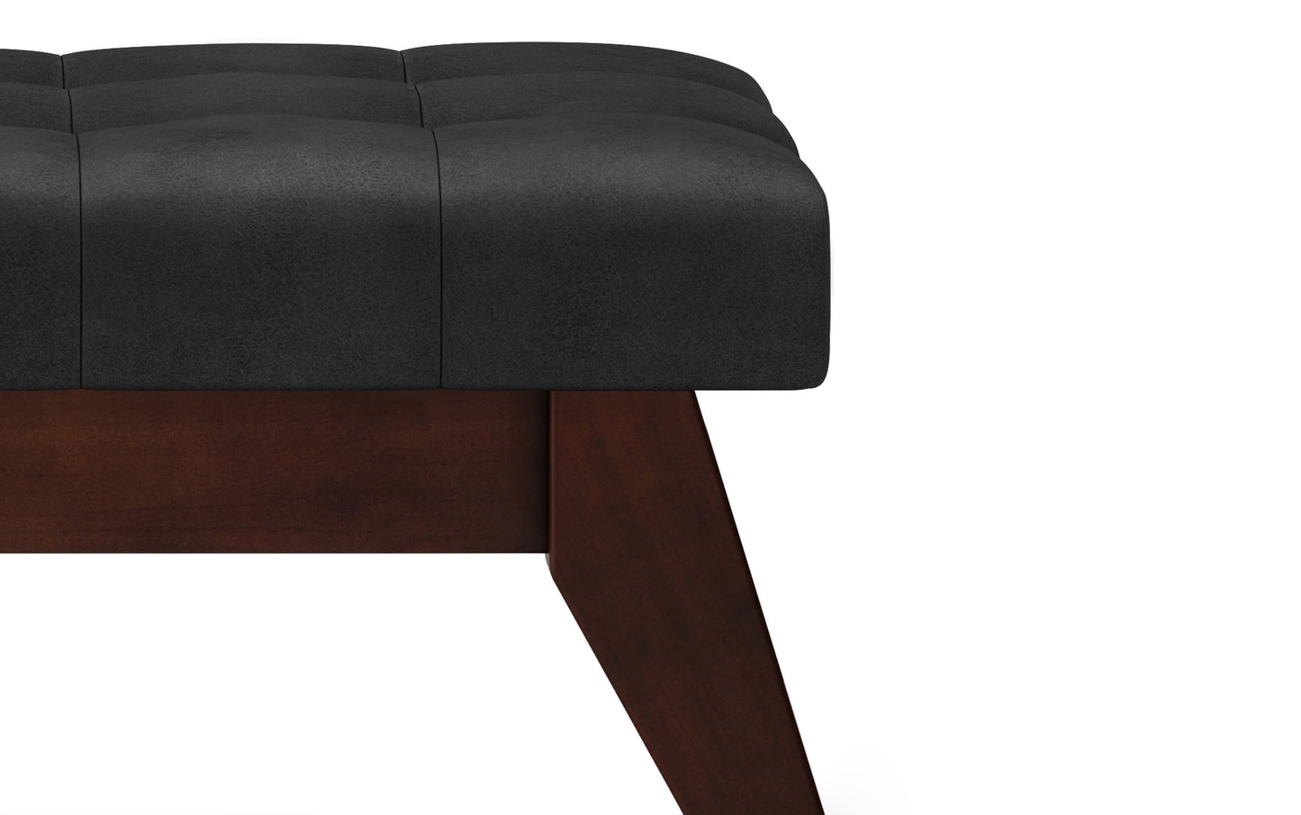 Distressed Black Distressed Vegan Leather | Draper Ottoman Bench in Distressed Vegan Leather