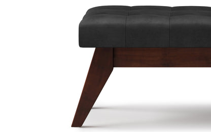 Distressed Black Distressed Vegan Leather | Draper Ottoman Bench in Distressed Vegan Leather