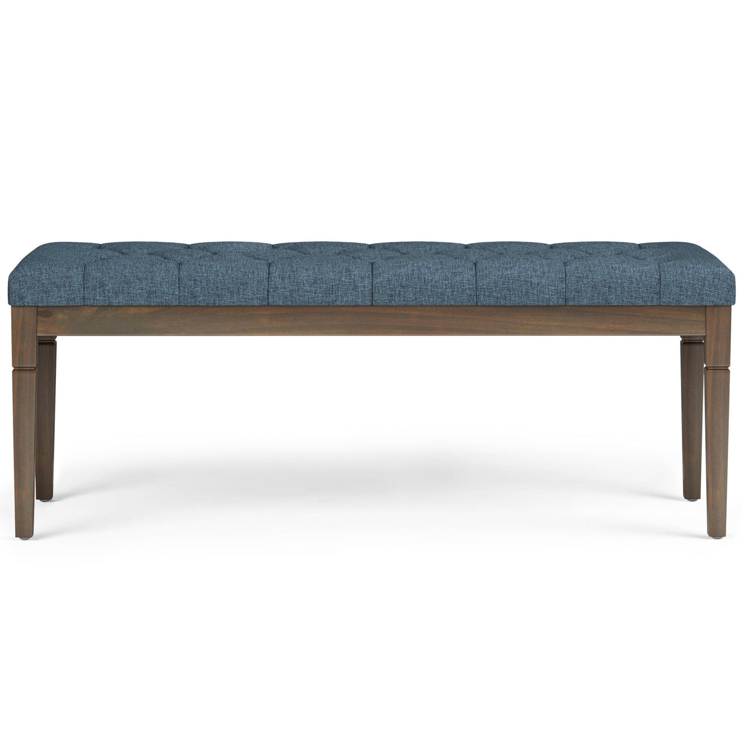 Denim Blue Linen Style Fabric | Waverly Tufted Ottoman Bench 