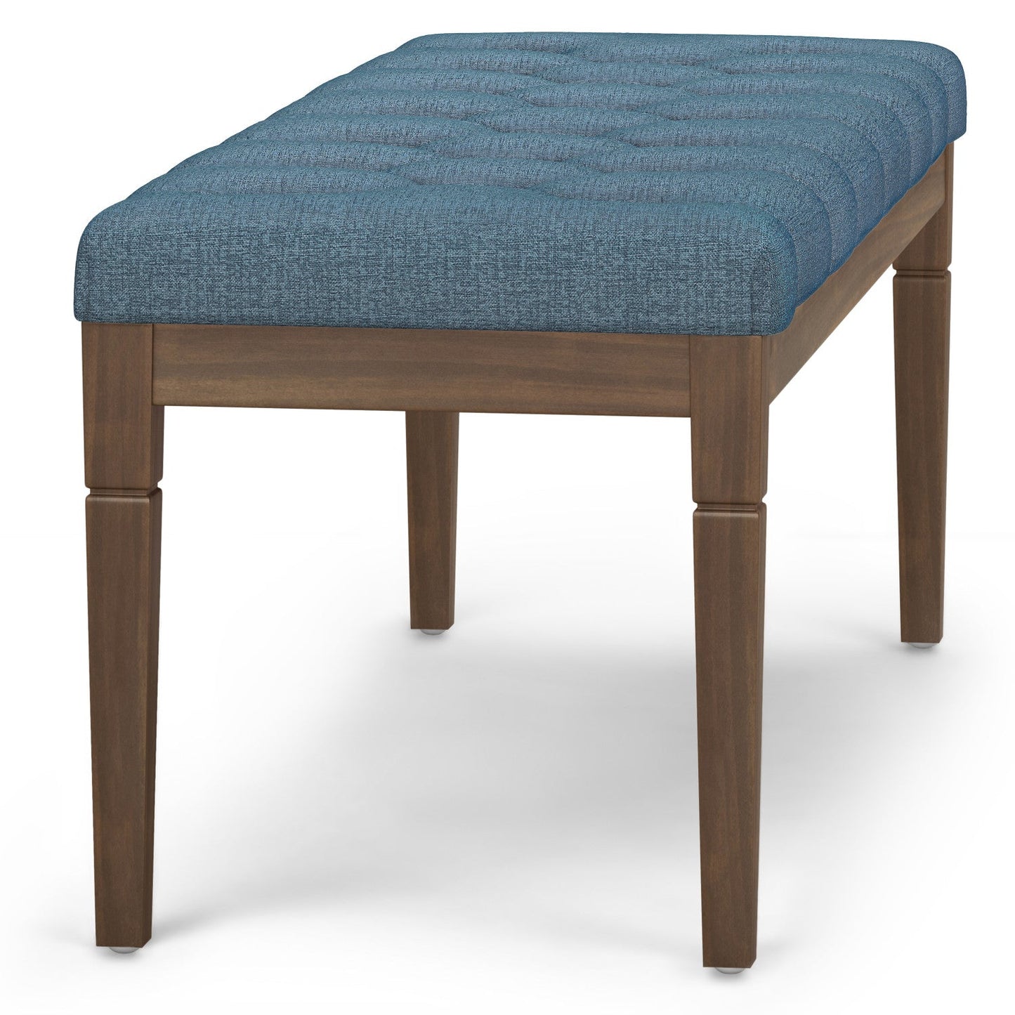 Denim Blue Linen Style Fabric | Waverly Tufted Ottoman Bench 