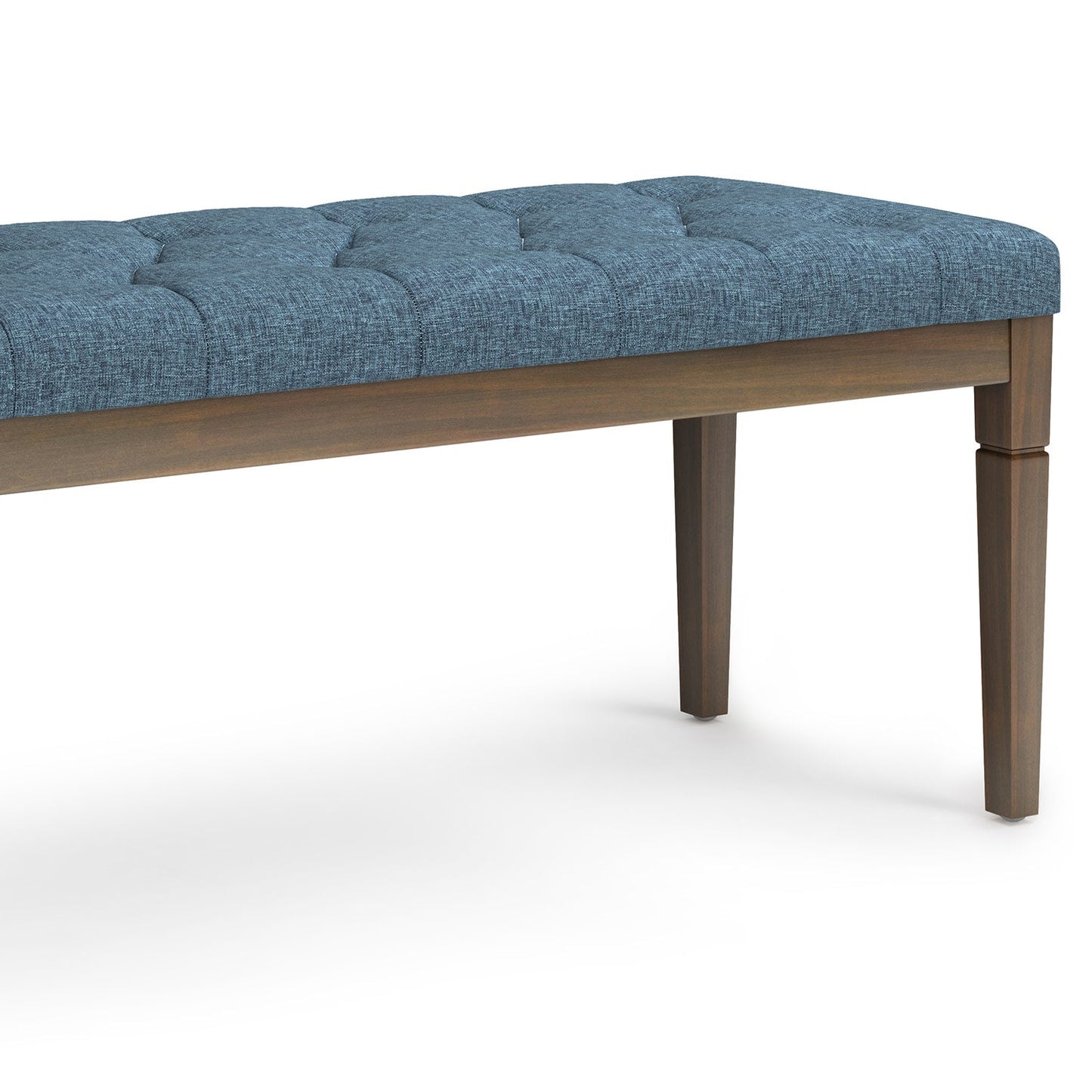 Denim Blue Linen Style Fabric | Waverly Tufted Ottoman Bench 